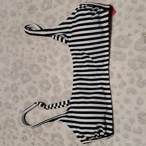 Black and White Stripe Bikini Top